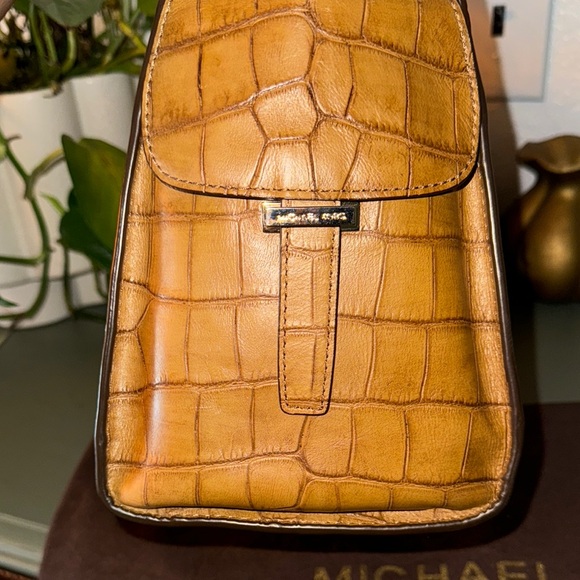 Michael Kors Brown Crocodile-Embossed Satchel Handbag - Picture 6 of 16